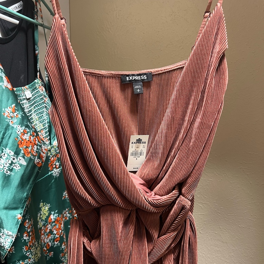 Express Pink Wrap Tank Top with Cowl Neck